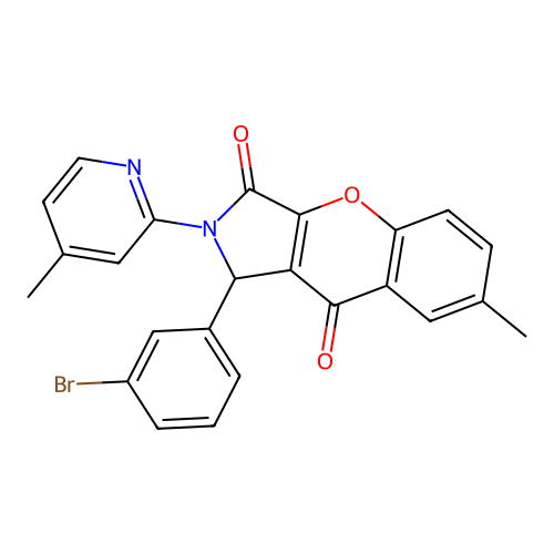 1-(3-bromophenyl)-7-methyl-2-(4-methylpyridin-2-yl)-1,2-dihydrochromeno[2,3-c]pyrrole-3,9-dione structure