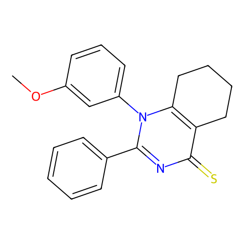 1-(3-methoxyphenyl)-2-phenyl-5,6,7,8-tetrahydroquinazoline-4(1H)-thione structure
