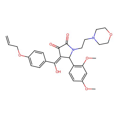 (4E)-5-(2,4-dimethoxyphenyl)-4-[hydroxy-(4-prop-2-enoxyphenyl)methylidene]-1-(2-morpholin-4-ylethyl)pyrrolidine-2,3-dione structure