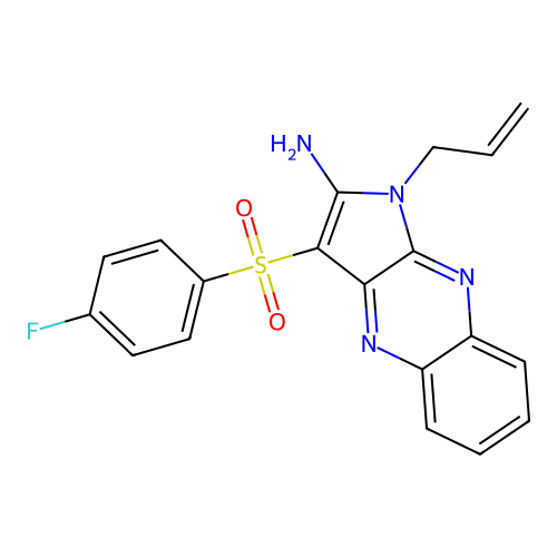 1-allyl-3-((4-fluorophenyl)sulfonyl)-1H-pyrrolo[2,3-b]quinoxalin-2-amine structure