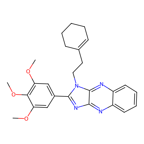 1-(2-(cyclohex-1-en-1-yl)ethyl)-2-(3,4,5-trimethoxyphenyl)-1H-imidazo[4,5-b]quinoxaline structure