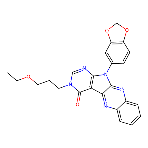 11-(1,3-benzodioxol-5-yl)-3-(3-ethoxypropyl)-3,11-dihydro-4H-pyrimido[5',4':4,5]pyrrolo[2,3-b]quinoxalin-4-one structure