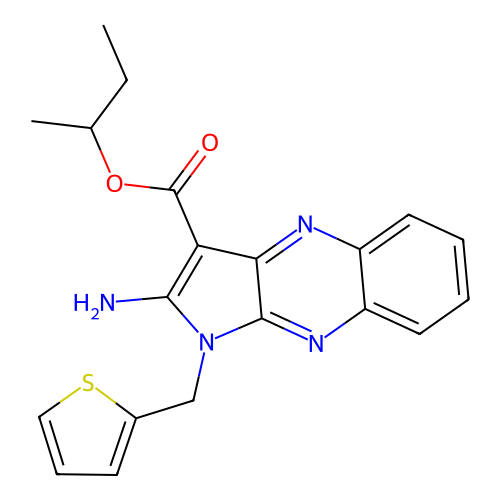 butan-2-yl 2-amino-1-(thiophen-2-ylmethyl)-1H-pyrrolo[2,3-b]quinoxaline-3-carboxylate structure
