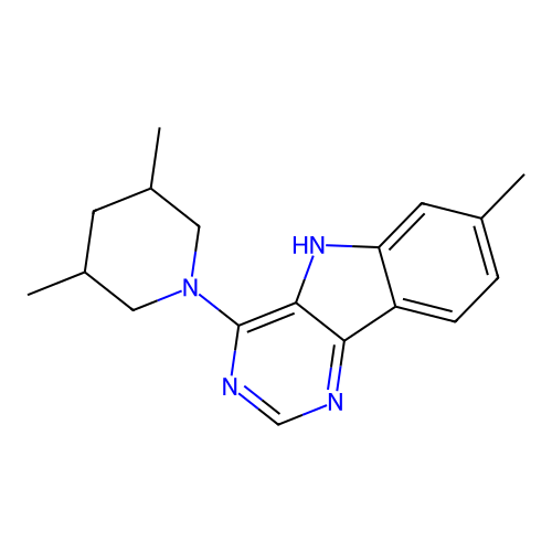 4-(3,5-dimethylpiperidin-1-yl)-7-methyl-5H-pyrimido[5,4-b]indole structure