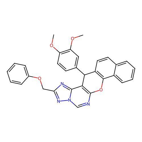 14-(3,4-dimethoxyphenyl)-2-(phenoxymethyl)-14H-benzo[7,8]chromeno[3,2-e][1,2,4]triazolo[1,5-c]pyrimidine structure