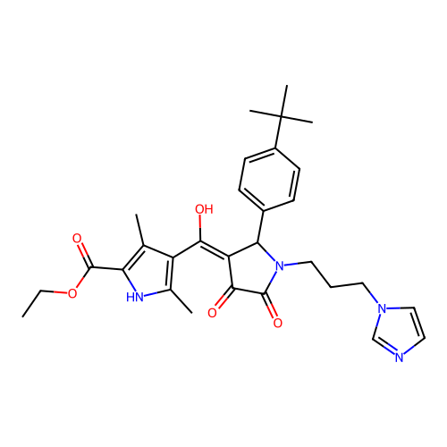 ethyl 4-({2-[4-(tert-butyl)phenyl]-4-hydroxy-1-(3-imidazolylpropyl)-5-oxo(3-py rrolin-3-yl)}carbonyl)-3,5-dimethylpyrrole-2-carboxylate structure