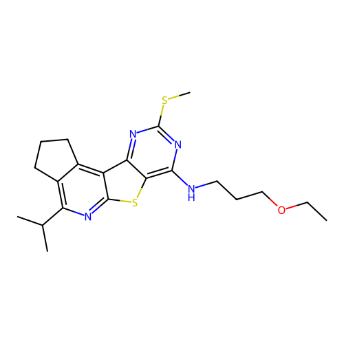N-(3-ethoxypropyl)-4-isopropyl-9-(methylthio)-2,3-dihydro-1H-cyclopenta[4',5']pyrido[3',2':4,5]thieno[3,2-d]pyrimidin-7-amine structure