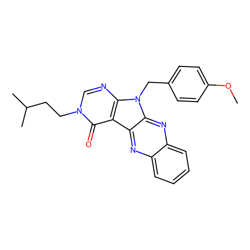 11-(4-methoxybenzyl)-3-(3-methylbutyl)-3,11-dihydro-4H-pyrimido[5',4':4,5]pyrrolo[2,3-b]quinoxalin-4-one structure