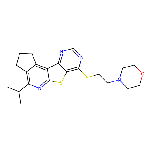 4-(2-((4-isopropyl-2,3-dihydro-1H-cyclopenta[4',5']pyrido[3',2':4,5]thieno[3,2-d]pyrimidin-7-yl)thio)ethyl)morpholine structure