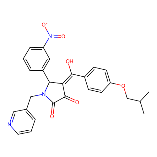 (4E)-4-[hydroxy-[4-(2-methylpropoxy)phenyl]methylidene]-5-(3-nitrophenyl)-1-(pyridin-3-ylmethyl)pyrrolidine-2,3-dione structure