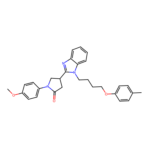 1-(4-methoxyphenyl)-4-(1-(4-(p-tolyloxy)butyl)-1H-benzo[d]imidazol-2-yl)pyrrolidin-2-one structure