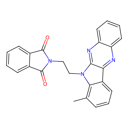 2-[2-(7-methyl-6H-indolo[2,3-b]quinoxalin-6-yl)ethyl]-1H-isoindole-1,3(2H)-dione structure