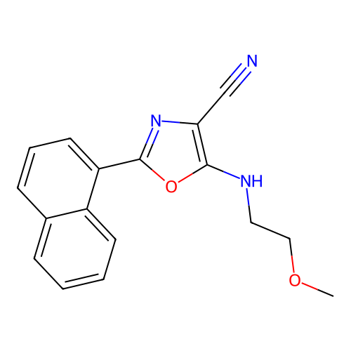 5-[(2-Methoxyethyl)amino]-2-(naphthalen-1-yl)-1,3-oxazole-4-carbonitrile structure