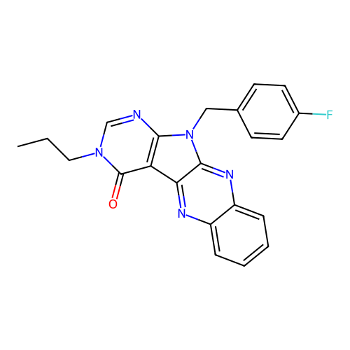 11-(4-fluorobenzyl)-3-propyl-3H-pyrimido[5',4':4,5]pyrrolo[2,3-b]quinoxalin-4(11H)-one structure