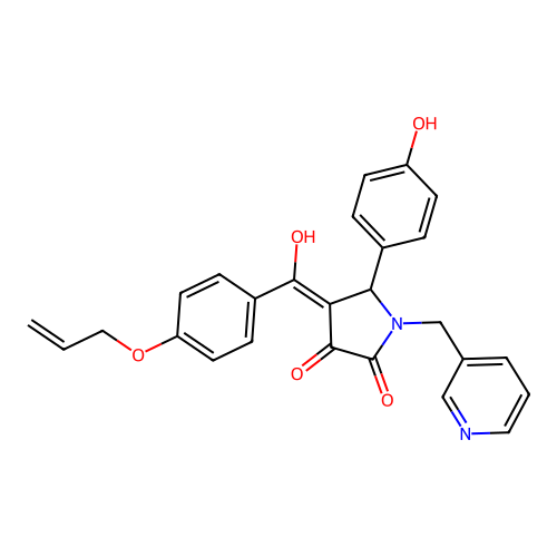 3-hydroxy-5-(4-hydroxyphenyl)-4-[4-(prop-2-en-1-yloxy)benzoyl]-1-[(pyridin-3-yl)methyl]-2,5-dihydro-1H-pyrrol-2-one structure