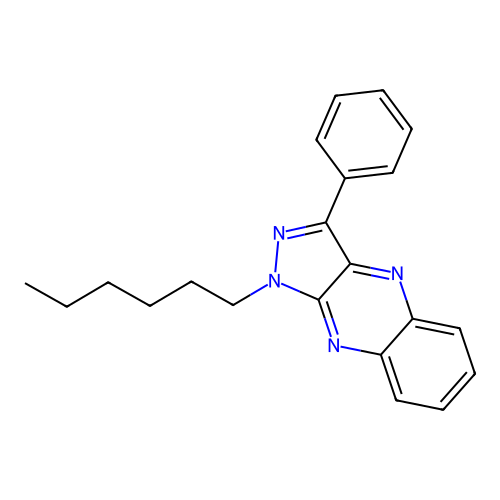 1-hexyl-3-phenyl-1H-pyrazolo[3,4-b]quinoxaline structure