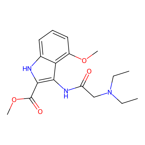 methyl 3-[(N,N-diethylglycyl)amino]-4-methoxy-1H-indole-2-carboxylate structure