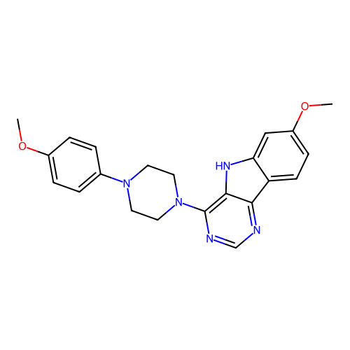 7-methoxy-4-[4-(4-methoxyphenyl)piperazin-1-yl]-5H-pyrimido[5,4-b]indole structure