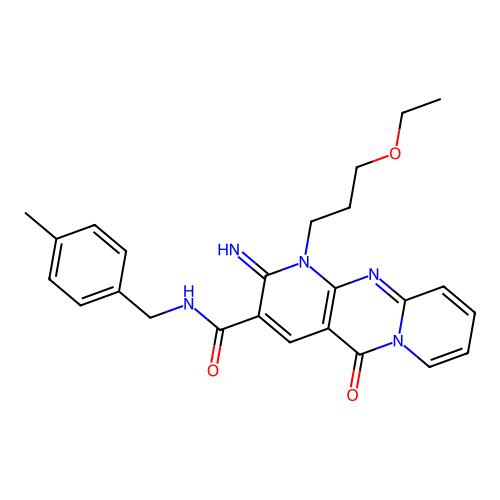 1-(3-ethoxypropyl)-2-imino-N-(4-methylbenzyl)-5-oxo-1,5-dihydro-2H-dipyrido[1,2-a:2',3'-d]pyrimidine-3-carboxamide structure