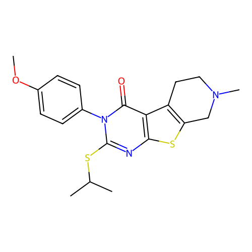 2-(isopropylthio)-3-(4-methoxyphenyl)-7-methyl-5,6,7,8-tetrahydropyrido[4',3':4,5]thieno[2,3-d]pyrimidin-4(3H)-one structure