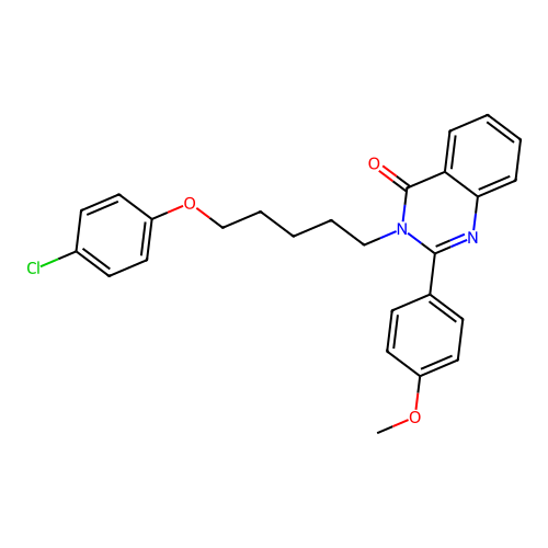 3-(5-(4-chlorophenoxy)pentyl)-2-(4-methoxyphenyl)quinazolin-4(3H)-one structure