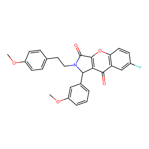 7-fluoro-1-(3-methoxyphenyl)-2-[2-(4-methoxyphenyl)ethyl]-1,2-dihydrochromeno[2,3-c]pyrrole-3,9-dione structure