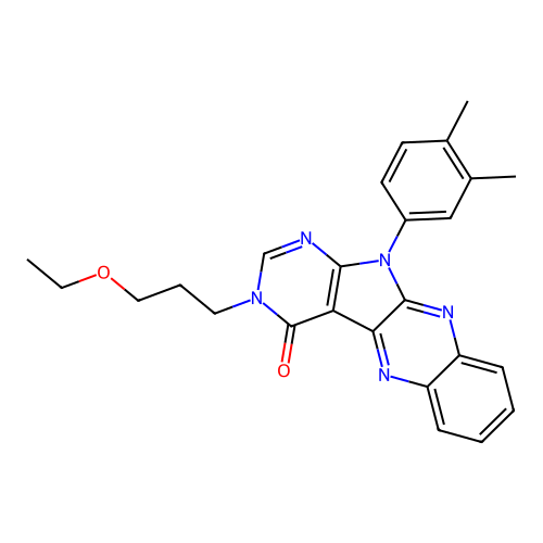 11-(3,4-dimethylphenyl)-3-(3-ethoxypropyl)-3,11-dihydro-4H-pyrimido[5',4':4,5]pyrrolo[2,3-b]quinoxalin-4-one structure