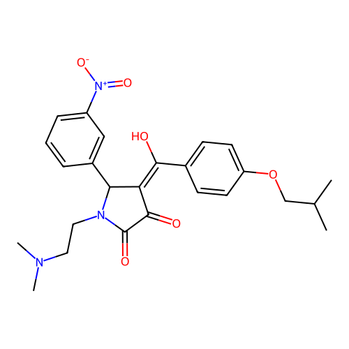 (4E)-1-(2-dimethylaminoethyl)-4-[hydroxy-[4-(2-methylpropoxy)phenyl]methylidene]-5-(3-nitrophenyl)pyrrolidine-2,3-dione structure