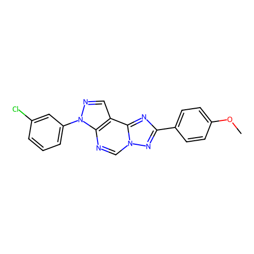7-(3-chlorophenyl)-2-(4-methoxyphenyl)-7H-pyrazolo[4,3-e][1,2,4]triazolo[1,5-c]pyrimidine structure