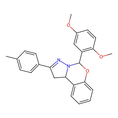 5-(2,5-dimethoxyphenyl)-2-(4-methylphenyl)-1,10b-dihydropyrazolo[1,5-c][1,3]benzoxazine structure