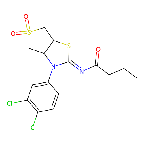 N-[(2Z)-3-(3,4-dichlorophenyl)-5,5-dioxidotetrahydrothieno[3,4-d][1,3]thiazol-2(3H)-ylidene]butanamide structure
