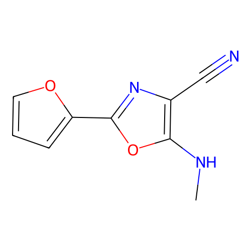2-(Furan-2-yl)-5-(methylamino)-1,3-oxazole-4-carbonitrile structure