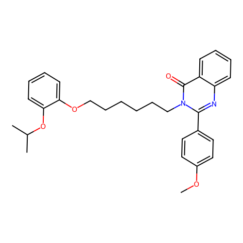 2-(4-methoxyphenyl)-3-{6-[2-(propan-2-yloxy)phenoxy]hexyl}quinazolin-4(3H)-one structure