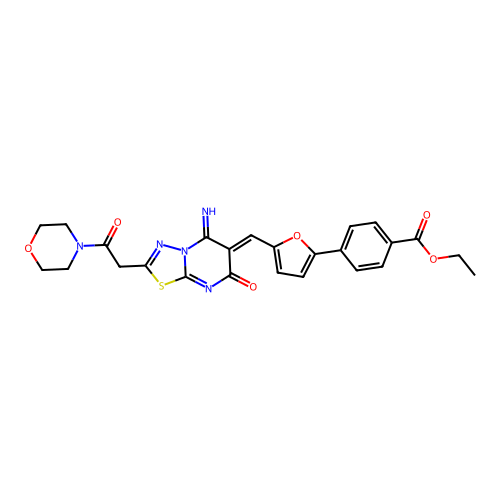 (Z)-ethyl 4-(5-((5-imino-2-(2-morpholino-2-oxoethyl)-7-oxo-5H-[1,3,4]thiadiazolo[3,2-a]pyrimidin-6(7H)-ylidene)methyl)furan-2-yl)benzoate structure