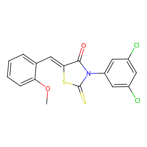 (Z)-3-(3,5-dichlorophenyl)-5-(2-methoxybenzylidene)-2-thioxothiazolidin-4-one structure