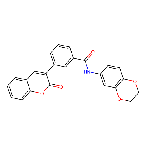 N-(2,3-dihydro-1,4-benzodioxin-6-yl)-3-(2-oxo-2H-chromen-3-yl)benzamide structure