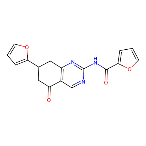 N-(7-(furan-2-yl)-5-oxo-5,6,7,8-tetrahydroquinazolin-2-yl)furan-2-carboxamide structure