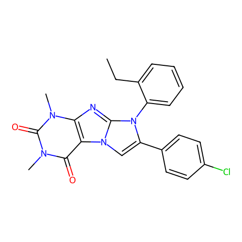 7-(4-chlorophenyl)-8-(2-ethylphenyl)-1,3-dimethyl-1H-imidazo[2,1-f]purine-2,4(3H,8H)-dione structure