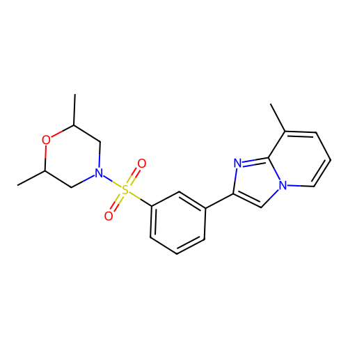 2-{3-[(2,6-dimethylmorpholin-4-yl)sulfonyl]phenyl}-8-methylimidazo[1,2-a]pyridine structure