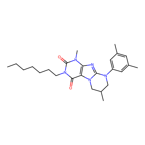 9-(3,5-dimethylphenyl)-3-heptyl-1,7-dimethyl-6,7,8,9-tetrahydropyrimido[2,1-f]purine-2,4(1H,3H)-dione structure