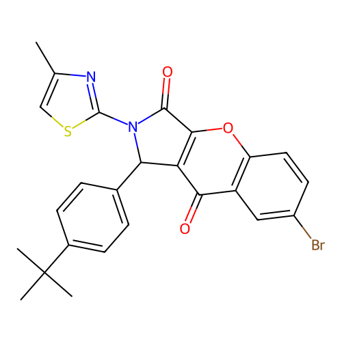 7-bromo-1-(4-tert-butylphenyl)-2-(4-methyl-1,3-thiazol-2-yl)-1,2-dihydrochromeno[2,3-c]pyrrole-3,9-dione structure