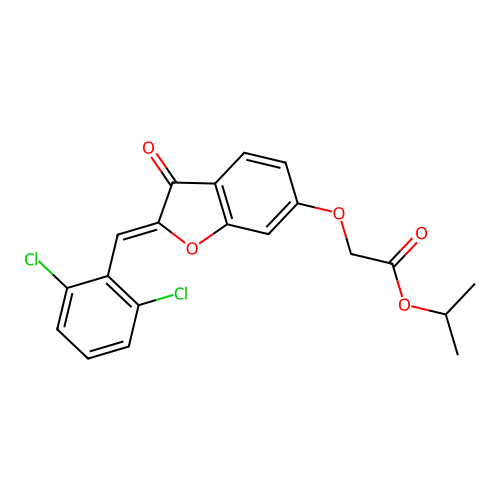 methylethyl 2-{2-[(2,6-dichlorophenyl)methylene]-3-oxobenzo[3,4-b]furan-6-ylox y}acetate structure