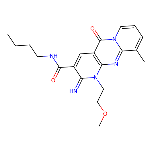 N-butyl-2-imino-1-(2-methoxyethyl)-10-methyl-5-oxo-1,5-dihydro-2H-dipyrido[1,2-a:2',3'-d]pyrimidine-3-carboxamide structure