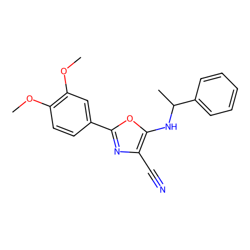 2-(3,4-Dimethoxyphenyl)-5-[(1-phenylethyl)amino]-1,3-oxazole-4-carbonitrile structure