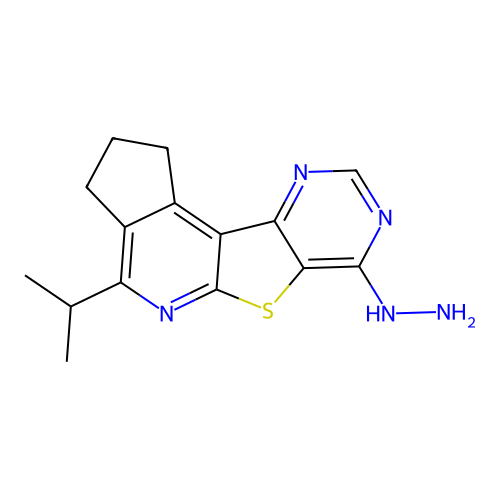 7-hydrazinyl-4-(propan-2-yl)-2,3-dihydro-1H-cyclopenta[4',5']pyrido[3',2':4,5]thieno[3,2-d]pyrimidine structure