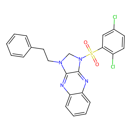 3-(2,5-dichlorophenyl)sulfonyl-1-phenethyl-2H-imidazo[4,5-b]quinoxaline structure