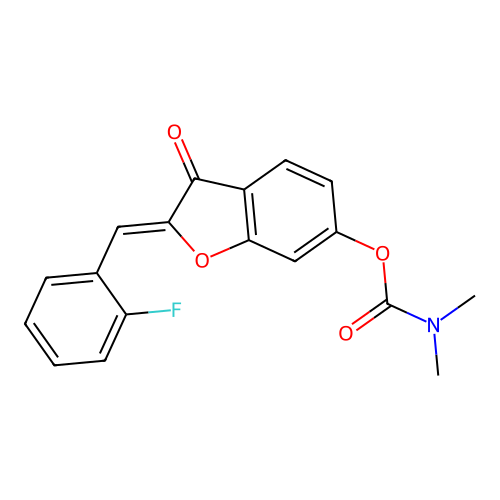(Z)-2-(2-fluorobenzylidene)-3-oxo-2,3-dihydrobenzofuran-6-yl dimethylcarbamate structure
