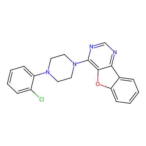 4-[4-(2-Chlorophenyl)piperazin-1-yl][1]benzofuro[3,2-d]pyrimidine structure