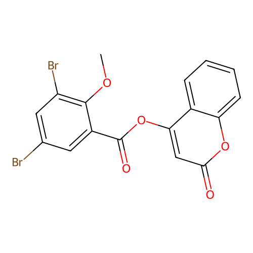2-oxo-2H-chromen-4-yl 3,5-dibromo-2-methoxybenzoate structure