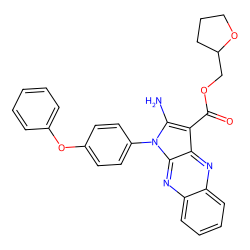oxolan-2-ylmethyl 2-amino-1-(4-phenoxyphenyl)pyrrolo[3,2-b]quinoxaline-3-carboxylate structure